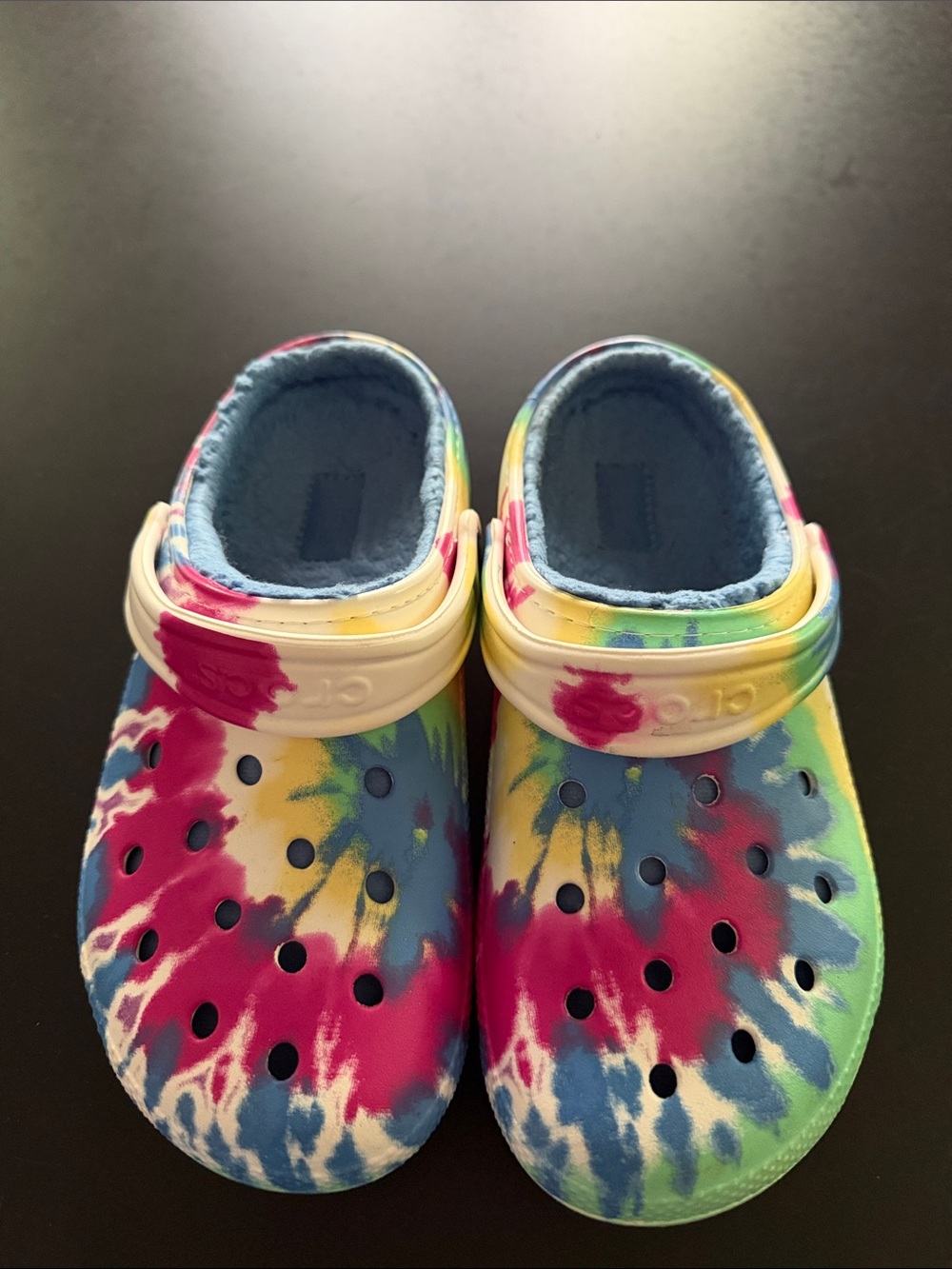 CROCS women’s Tie-Dye Clogs - Blue, Pink & Yellow